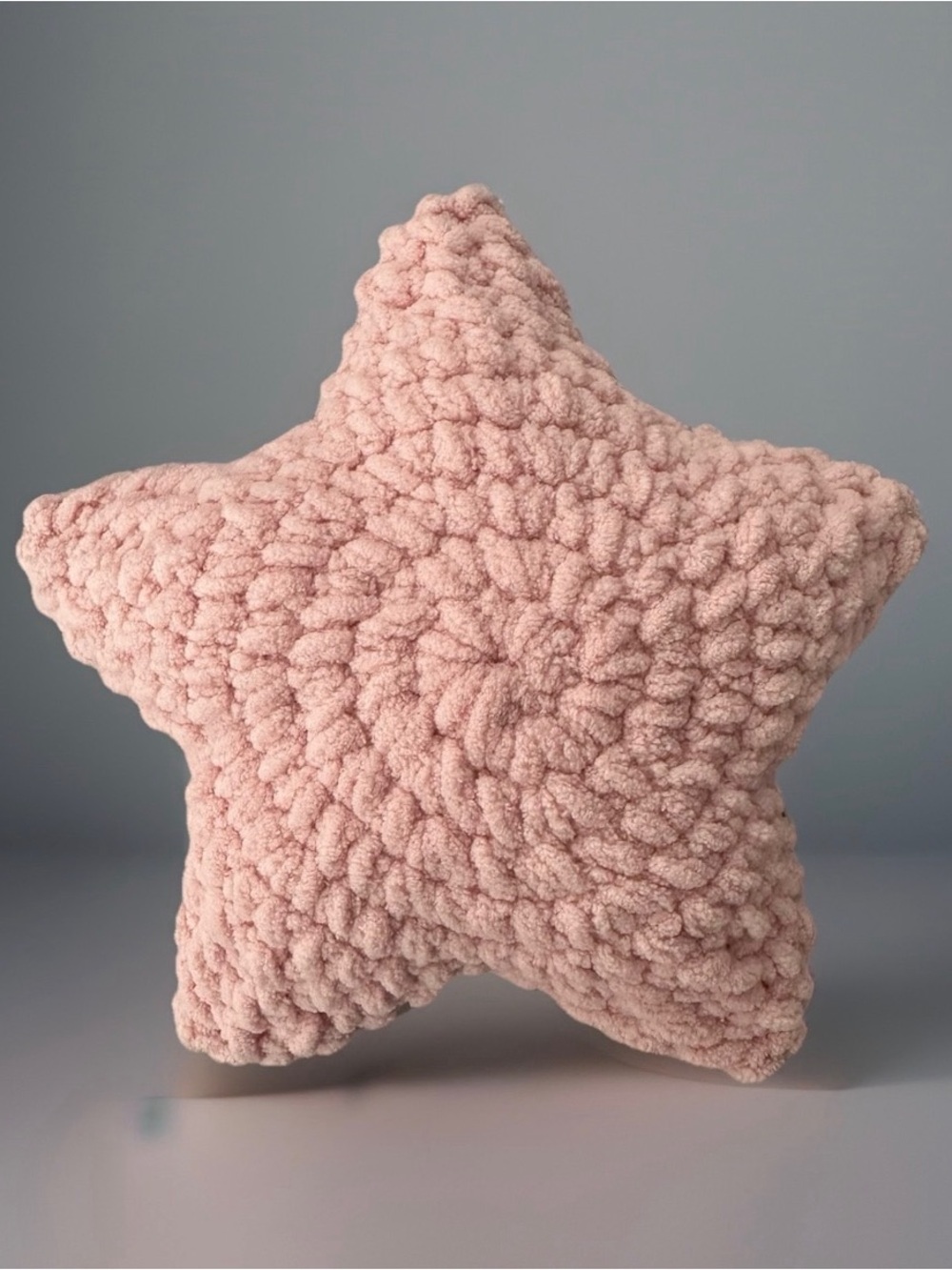 Crocheted Plush Star Accent Pillow Set - Pink, White & Beige - Picture 3 of 5